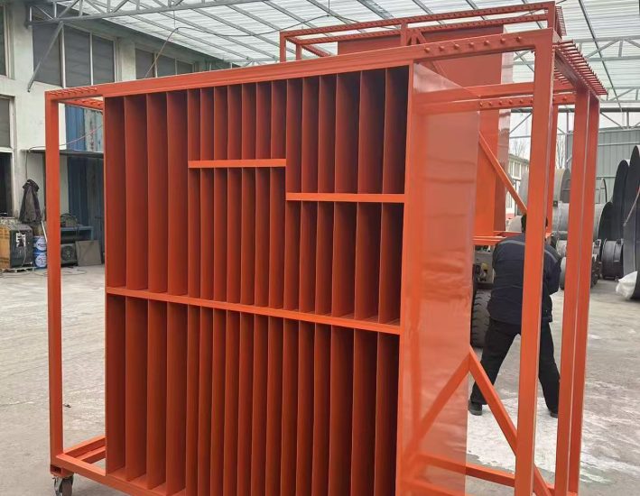 Custom heavy-duty metal hose storage rack and organizer for mining industry - KS Metal Pro