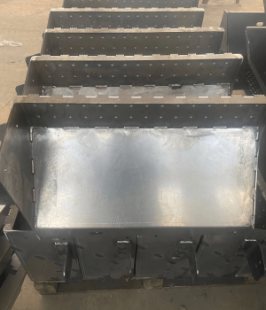 Custom industrial metal equipment enclosure fabricated for heavy-duty applications.